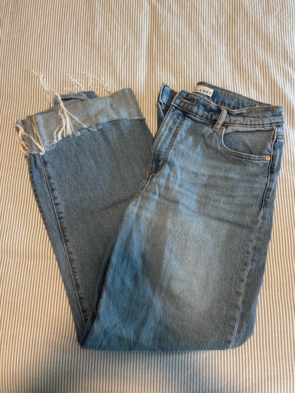LOFT Wide Leg Jeans with Frayed Cuff
